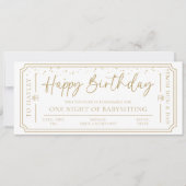 Witte Verjaardag Babysitten Gift Voucher Kaart (Voorkant)