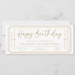 Witte Verjaardag Babysitten Gift Voucher Kaart