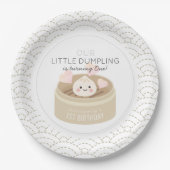 Witte verjaardag met kleine duvel papieren bordje (Voorkant)