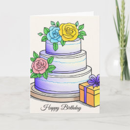 Witte verjaardagstaart Happy Birthday Kaart