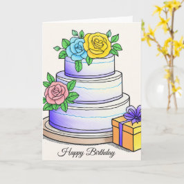 Witte verjaardagstaart Happy Birthday Kaart