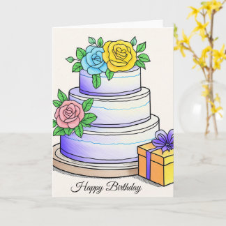 Witte verjaardagstaart Happy Birthday Kaart