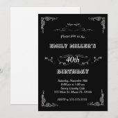 Witte verjaardagsuitnodiging in het chrokbord kaart (Voorkant / Achterkant)