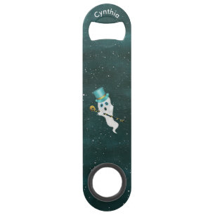 Witte verkleuring Ghost Night Sky Pet Skull Cane Speed Flessenopener
