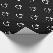 Witte Verlovingen ringen op zwart Cadeaupapier (Hoek)