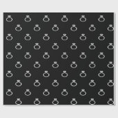 Witte Verlovingen ringen op zwart Cadeaupapier (Vlak)