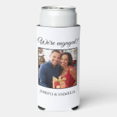 Witte verlovingsfeestfoto nog lang en gelukkig seltzer blikjeskoeler (Seltzer Achterkant)