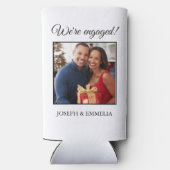 Witte verlovingsfeestfoto nog lang en gelukkig seltzer blikjeskoeler (Achterkant)