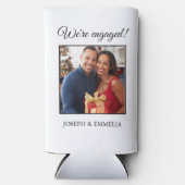 Witte verlovingsfeestfoto nog lang en gelukkig seltzer blikjeskoeler (Voorkant)