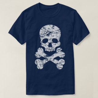 Witte versleten schedel en gekruiste botten t-shirt