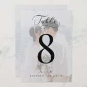 Witte vervaagde fotomonogram trouwtafelnummer 5x7 kaart (Voorkant / Achterkant)