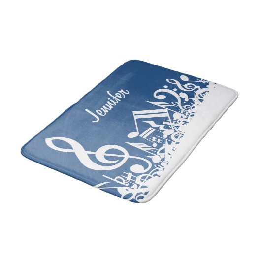 Witte verwarde muzieknoten en een grote driedubbel badmat (Gekanteld)