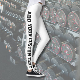 Witte, vetgedrukte, gepersonaliseerde, aangepaste leggings
