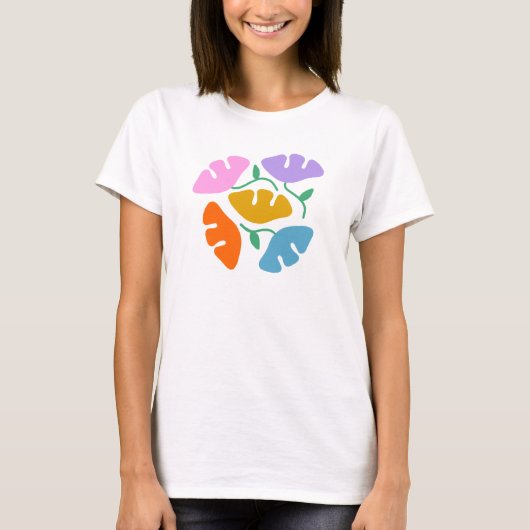 Witte vette kleuren Bloemen abstract trendy T-shir T-shirt (Voorkant)