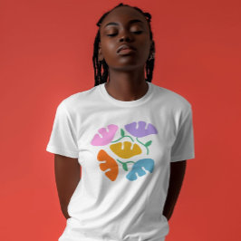 Witte vette kleuren Bloemen abstract trendy T-shir T-shirt