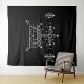 Witte Veve van Baron Samedi op zwart Wandkleed (In Situ (horizontaal))