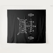 Witte Veve van Baron Samedi op zwart Wandkleed (Voorkant (horizontaal))