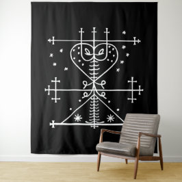 Witte Veve van Maman Brigitte op Zwart Wandkleed