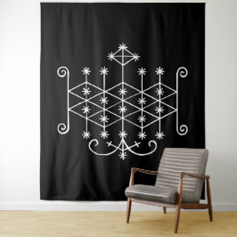 Witte Veve van Ogoun op Zwart Wandkleed