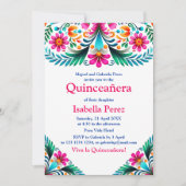 Witte Vibrant Bloemen Quinceanera Mexicaanse Fiest Kaart (Voorkant)