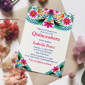Witte Vibrant Bloemen Quinceanera Mexicaanse Fiest Kaart