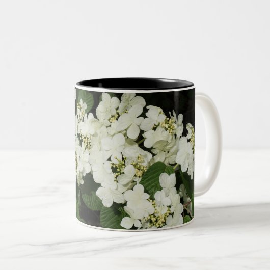 Witte Viburnum Tweekleurige Koffiemok (Voorkant rechts)