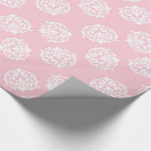 Witte Victoriaans vocht op roze Cadeaupapier (Hoek)