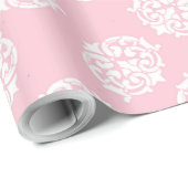 Witte Victoriaans vocht op roze Cadeaupapier (Rol Hoek)