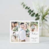 Witte Vier Foto Bruiloft Dank u Briefkaart (Staand voorkant)