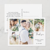 Witte Vier Foto Bruiloft Dank u Briefkaart (Voorkant / Achterkant)