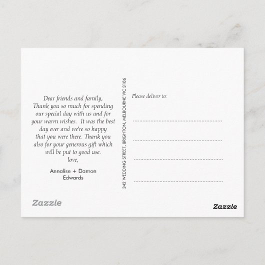 Witte Vier Foto Bruiloft Dank u Briefkaart (Achterkant)