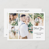 Witte Vier Foto Bruiloft Dank u Briefkaart (Voorkant / Achterkant)