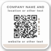 Witte vierkant Business QR-code Water Fles Sticker (Voorkant)