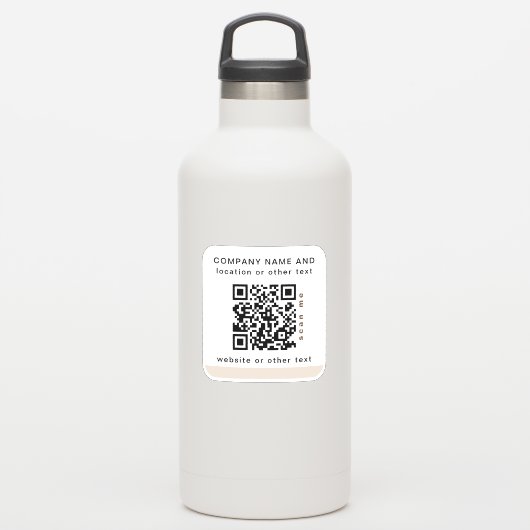 Witte vierkant Business QR-code Water Fles Sticker (Waterfles)
