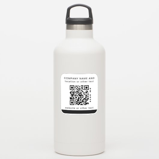 Witte vierkant Business QR-code Water Fles Sticker (Waterfles)