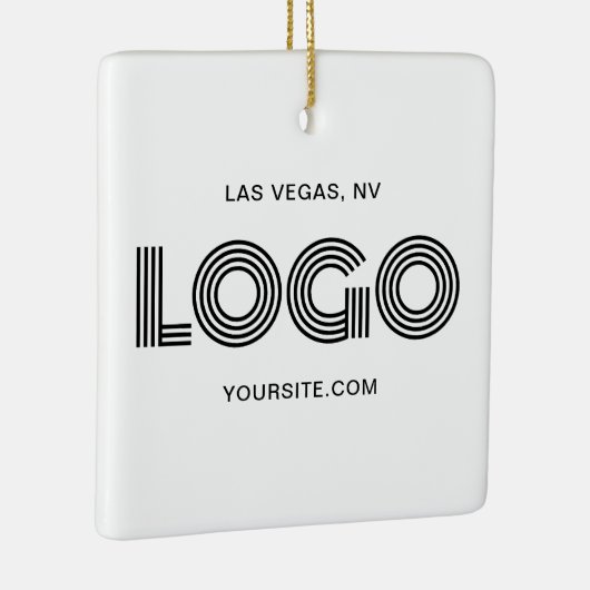 Witte Vierkant Moderne Logo Keramisch Ornament (Rechts)