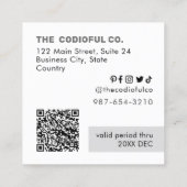 Witte Vierkante Korting Kaart Klantenkaartje (Achterkant)