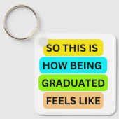 Witte vierkante sleutelhanger SO_THIS_IS_HOW_BEING (Voorkant)