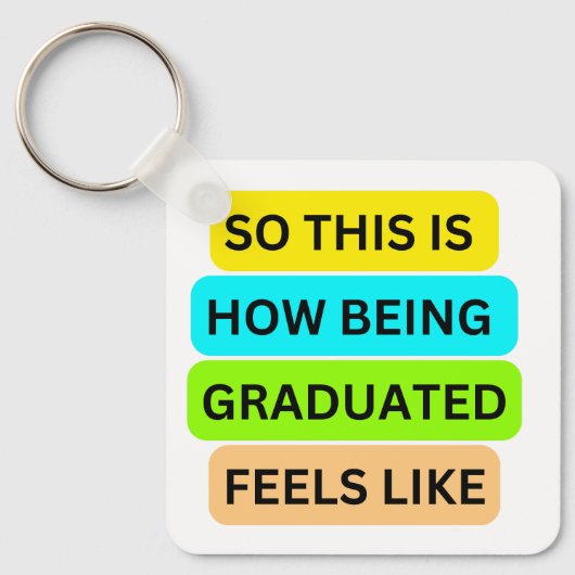 Witte vierkante sleutelhanger SO_THIS_IS_HOW_BEING (Voorkant)