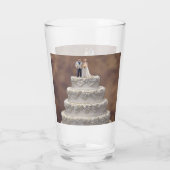 Witte vijf-tier bruidstaart met bruidspaar, glas (Achterkant)
