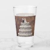 Witte vijf-tier bruidstaart met bruidspaar, glas (Voorkant)
