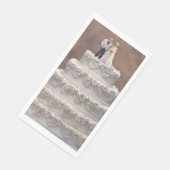 Witte vijf-tier bruidstaart met bruidspaar, servet (Hoek)