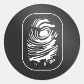 Witte vingerafdruk op zwart ronde sticker (Voorkant)