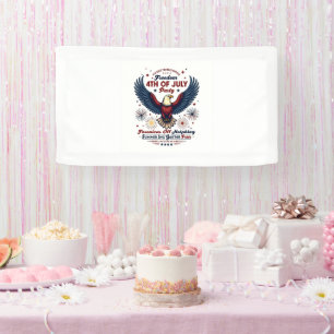 Witte Vintage 4 juli Banner – Retro Eagle