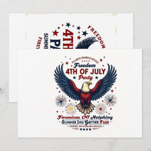Witte Vintage 4 juli Uitnodiging – Retro Eagle