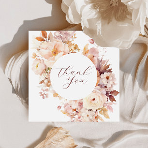 Witte Vintage Bloemen Herfst Baby Shower Bedankkaart