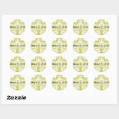 Witte Vintage Bloemige Trouwgunsten Ronde Sticker (Vel)