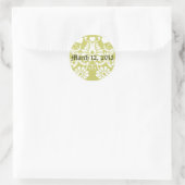 Witte Vintage Bloemige Trouwgunsten Ronde Sticker (Tas)