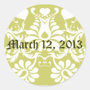Witte Vintage Bloemige Trouwgunsten Ronde Sticker