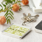Witte Vintage Bloemige Trouwgunsten Sleutelhanger (Zijkant)